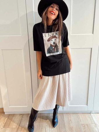 Camiseta Gráfica Vinilo PAWRISIAN COUTURE Negro HEVE