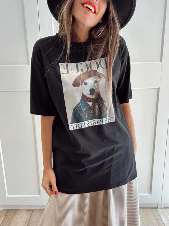 Camiseta Gráfica Vinilo PAWRISIAN COUTURE Negro HEVE