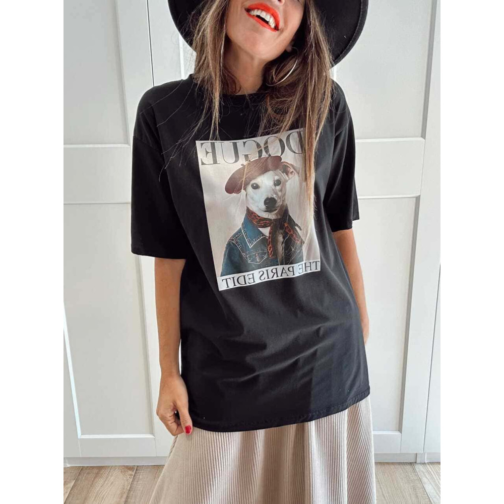 Camiseta Gráfica Vinilo PAWRISIAN COUTURE Negro HEVE