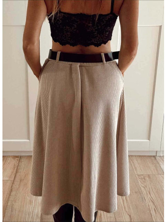 Falda Pana con Cinturón SELINOR Beige HEVE