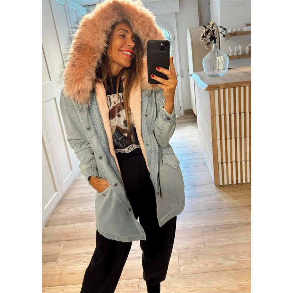 Trench Vaquero Forrado RIVEN Blue Jean/Rosa HEVE