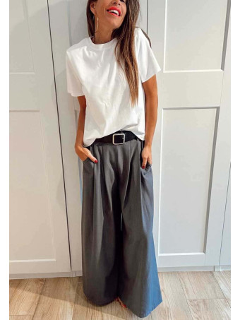Pantalón Palazzo Cinturón CHARMELLIE Gris Plomo HEVE