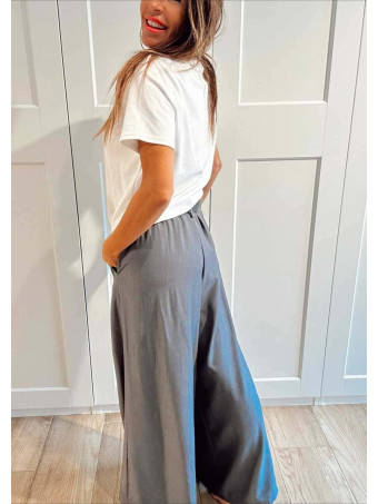 Pantalón Palazzo Cinturón CHARMELLIE Gris Plomo HEVE