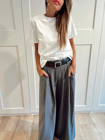 Pantalón Palazzo Cinturón CHARMELLIE Gris Plomo HEVE