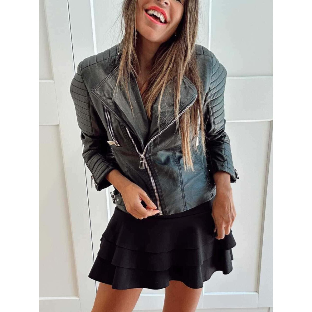 Cazadora Biker Polipiel NYTRIEL Negro - PETIT HEVE