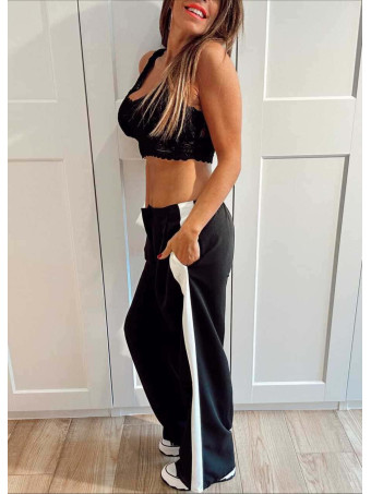 Pantalón Pinzas Franja Lateral GIBLANT Negro HEVE