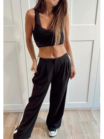 Pantalón Pinzas Franja Lateral GIBLANT Negro HEVE