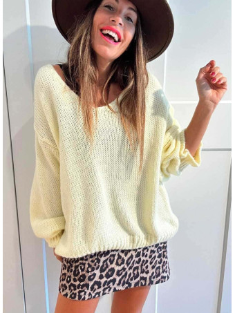Jersey Escote Pico VINTERA Amarillo Pastel HEVE