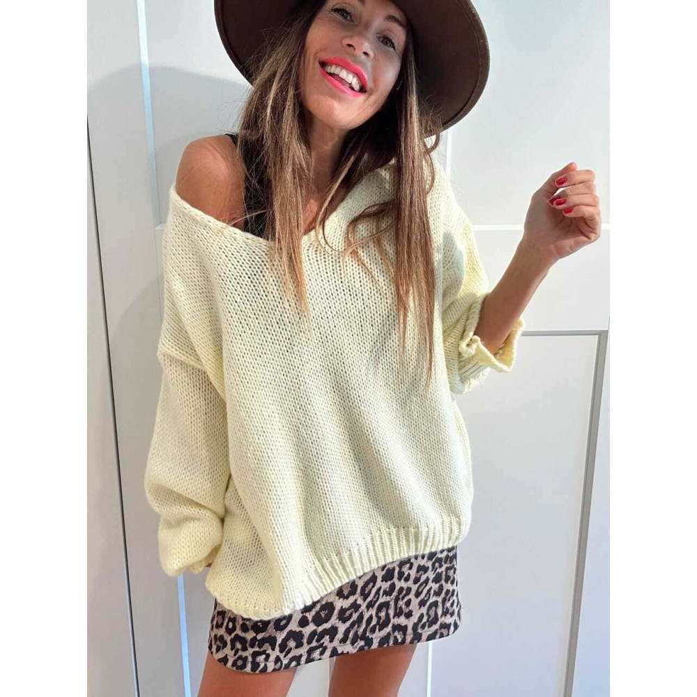 Jersey Escote Pico VINTERA Amarillo Pastel HEVE