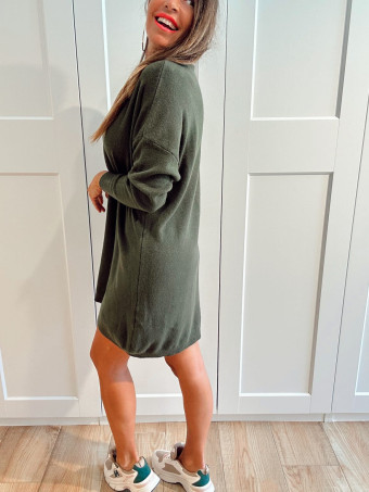 Vestido Básico Punto DEYLAN Verde Militar HEVE