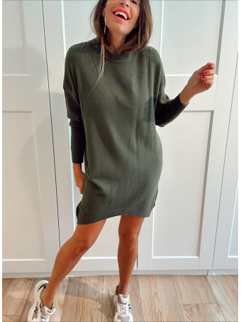 Vestido Básico Punto DEYLAN Verde Militar HEVE