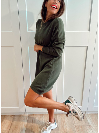 Vestido Básico Punto DEYLAN Verde Militar HEVE