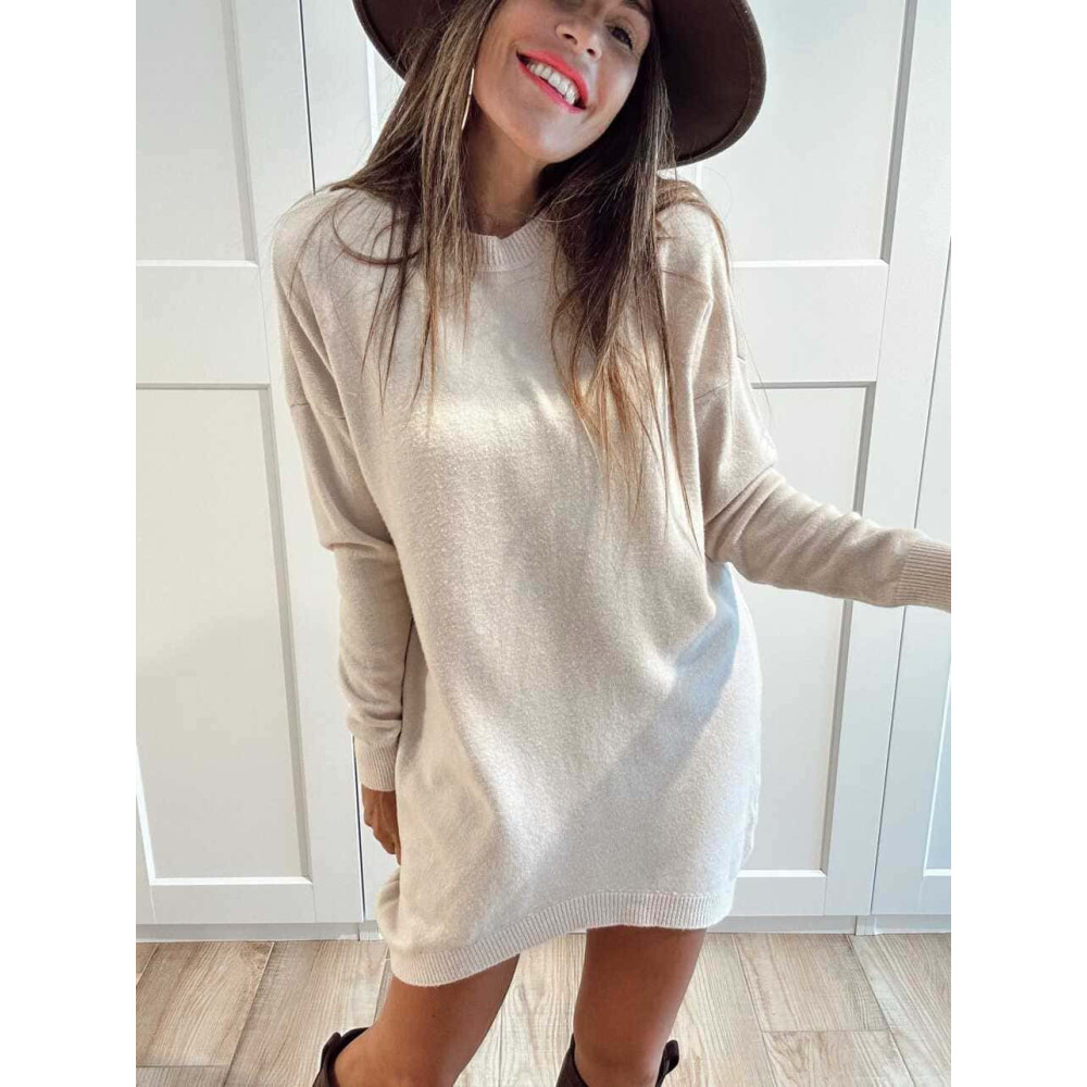 Vestido Básico Punto DEYLAN Beige HEVE