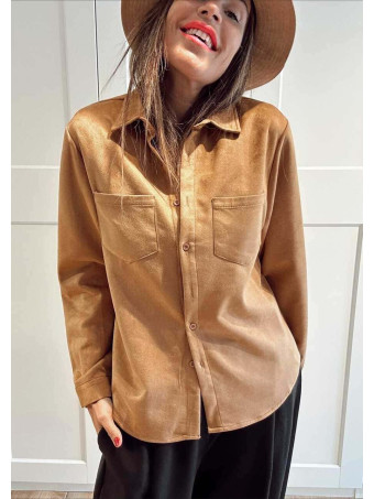 Camisa Efecto Ante ZANDREL Camel HEVE