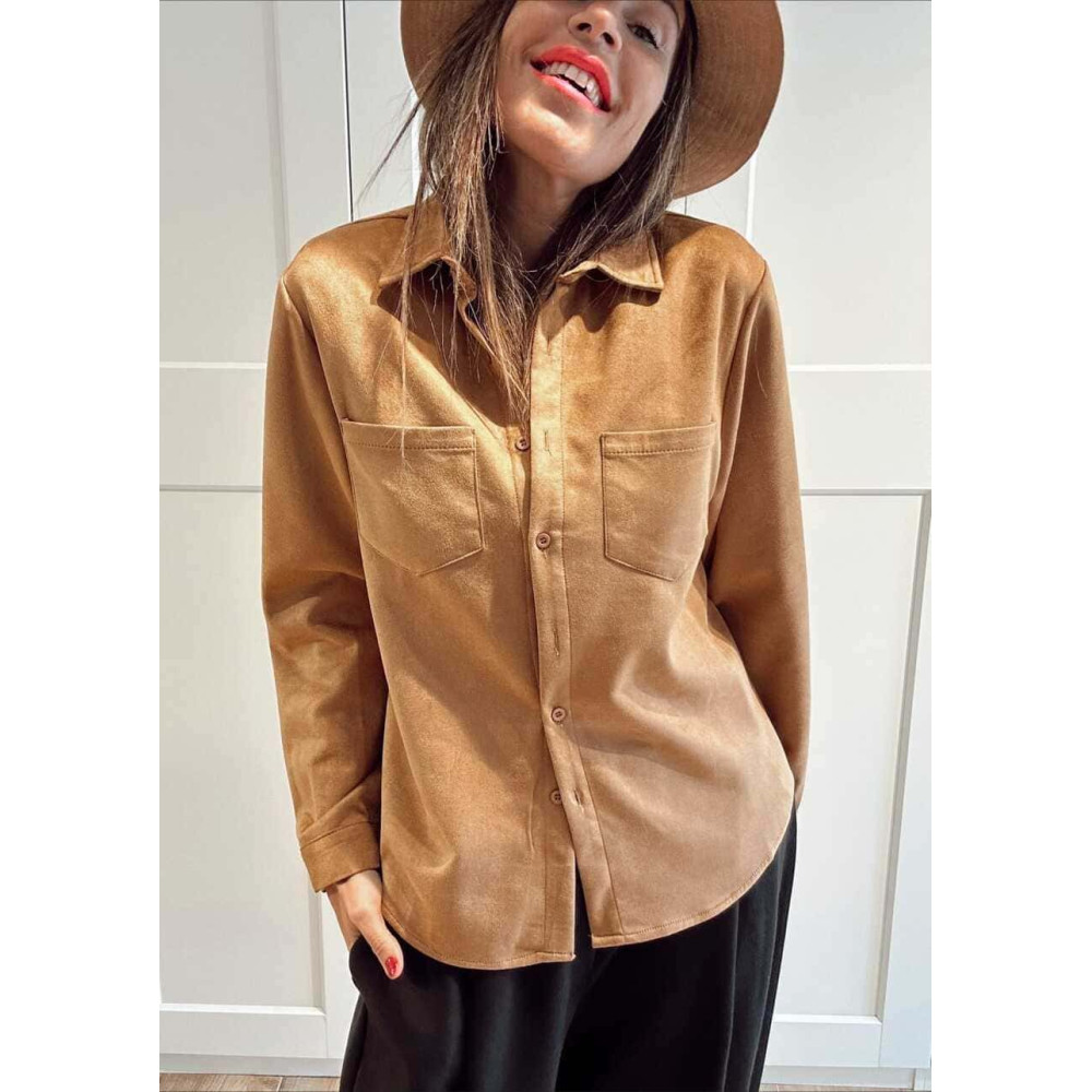 Camisa Efecto Ante ZANDREL Camel HEVE