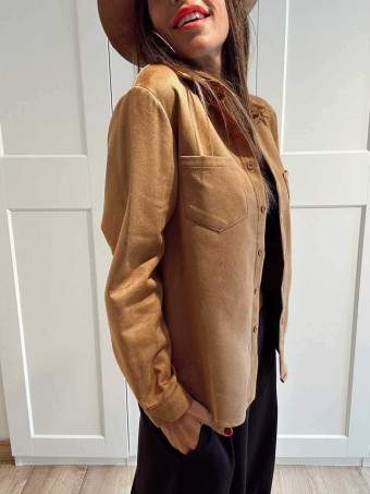 Camisa Efecto Ante ZANDREL Camel HEVE