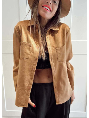Camisa Efecto Ante ZANDREL Camel HEVE