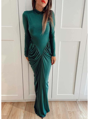 Vestido Largo Abullonado SORELIA Verde HEVE