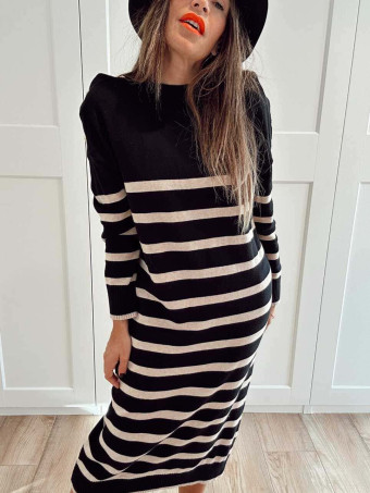 Vestido Punto Rayas TEBOW Negro HEVE