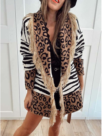 Cárdigan Print Flecos KAHLIA Negro HEVE