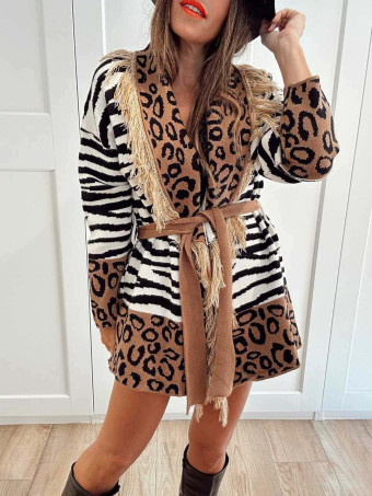 Cárdigan Print Flecos KAHLIA Negro HEVE