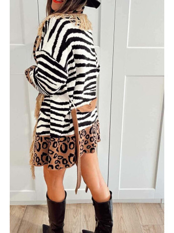 Cárdigan Print Flecos KAHLIA Negro HEVE