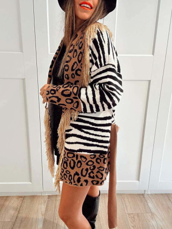 Cárdigan Print Flecos KAHLIA Negro HEVE