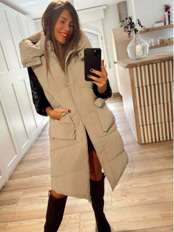 Chaleco Acolchado Capucha THIERRY Taupe HEVE