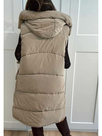 Chaleco Acolchado Capucha THIERRY Taupe HEVE