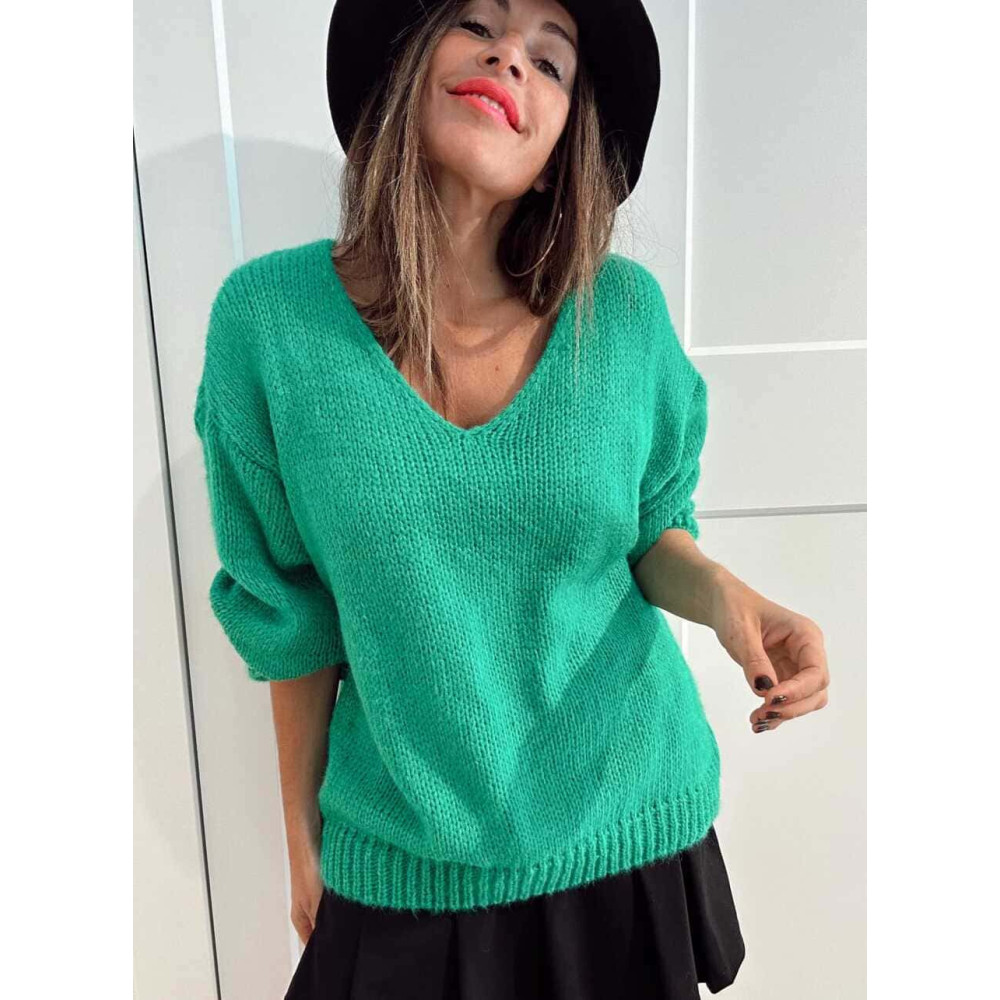 Jersey Escote Pico VINTERA Verde Peter Pan HEVE Jersey Escote Pico VINTERA Verde Peter Pan HEVE