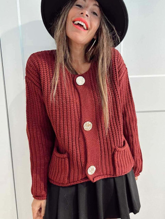 Chaqueta Punto Maxi-Botones AUBELINE Burdeos HEVE