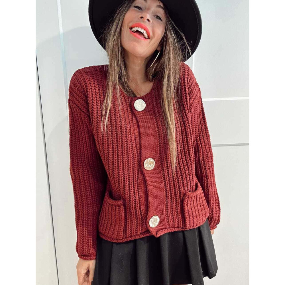 Chaqueta Punto Maxi-Botones AUBELINE Burdeos HEVE