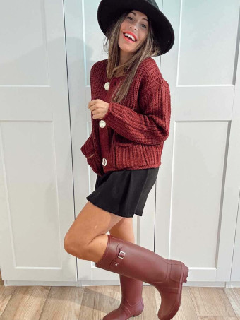 Chaqueta Punto Maxi-Botones AUBELINE Burdeos HEVE