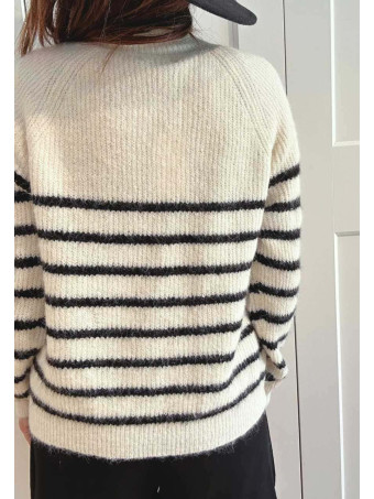 Jersey Rayas Botones Joya SELJAINE Beige/Negro HEVE