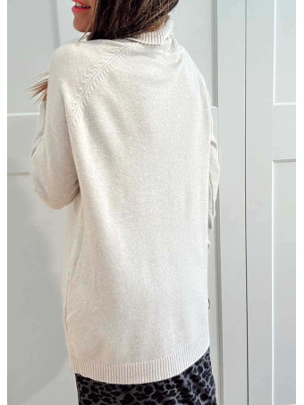 Jersey Largo Cuello Vuelto MORYEL Beige HEVE