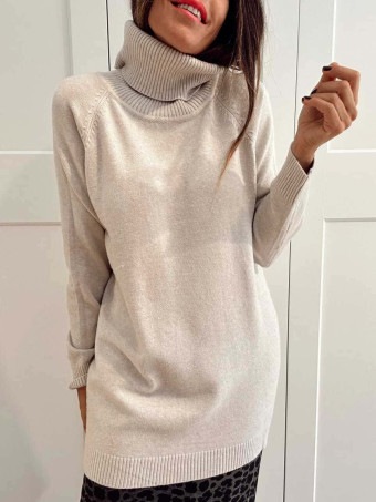 Jersey Largo Cuello Vuelto MORYEL Beige HEVE