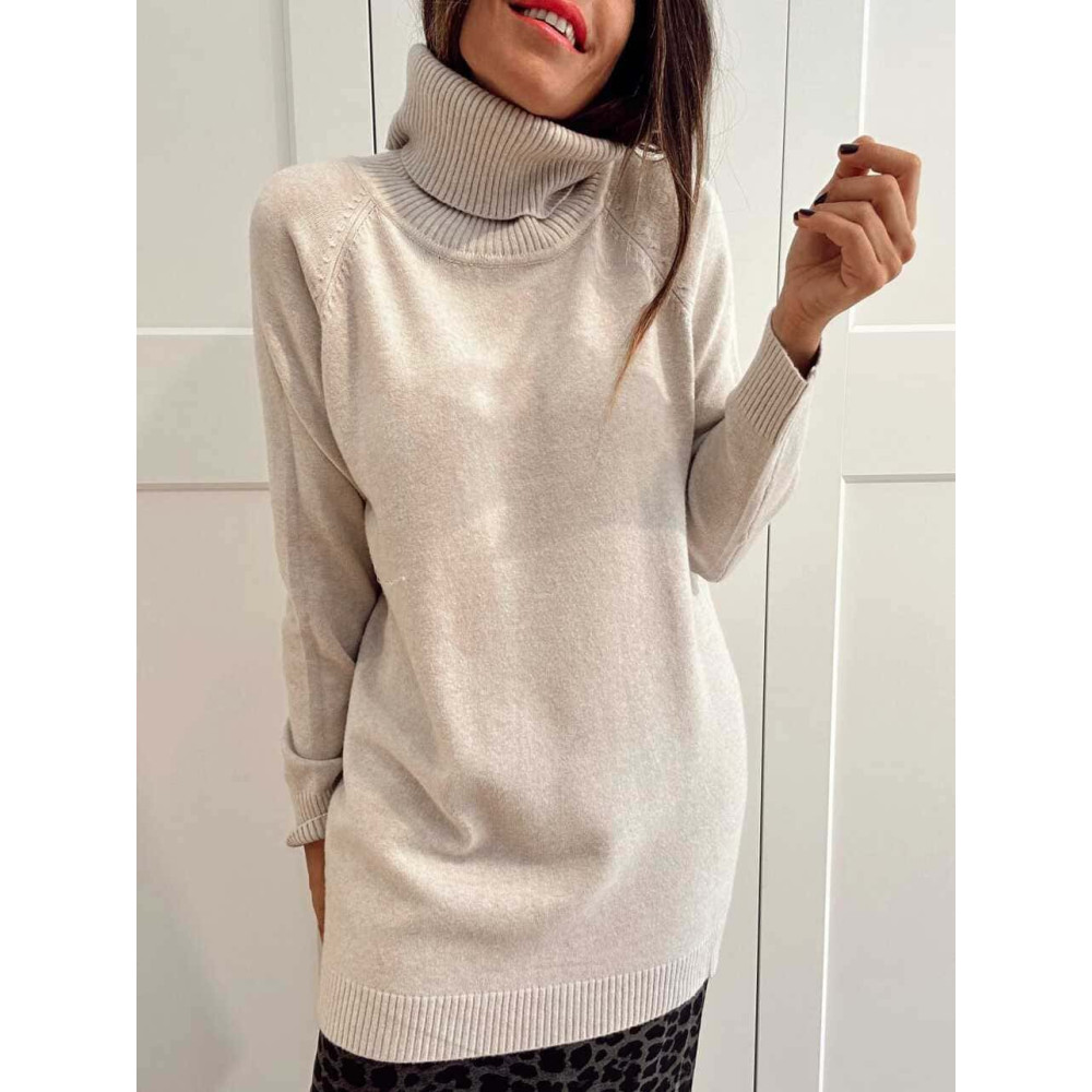 Jersey Largo Cuello Vuelto MORYEL Beige HEVE