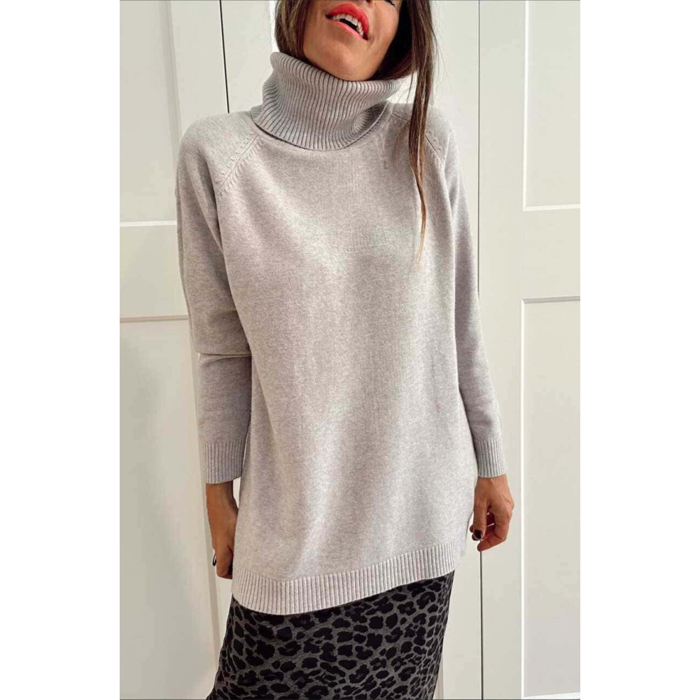 Jersey Largo Cuello Vuelto MORYEL Gris HEVE