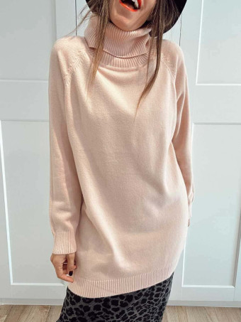 Jersey Largo Cuello Vuelto MORYEL Rosa  HEVE