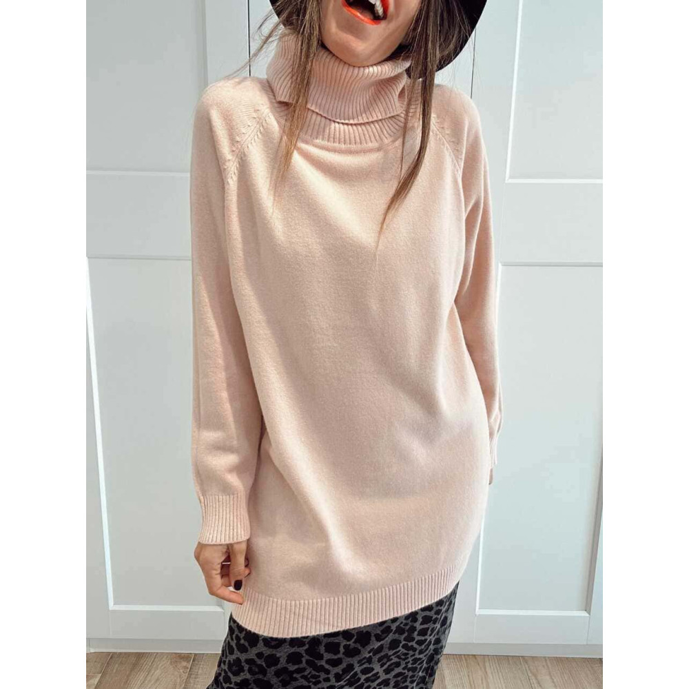 Jersey Largo Cuello Vuelto MORYEL Rosa  HEVE