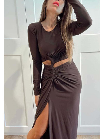 Vestido Cut Out Efecto 2 Piezas VELVESS Marrón HEVE