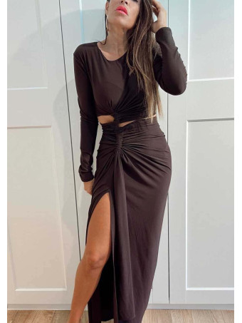 Vestido Cut Out Efecto 2 Piezas VELVESS Marrón HEVE