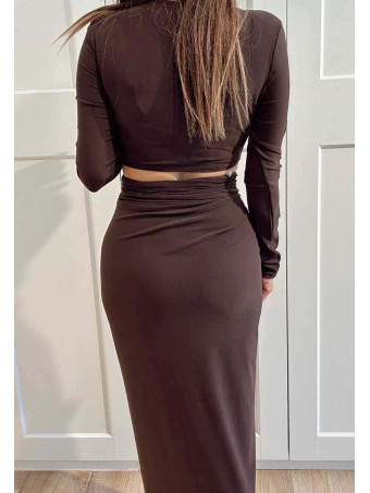 Vestido Cut Out Efecto 2 Piezas VELVESS Marrón HEVE