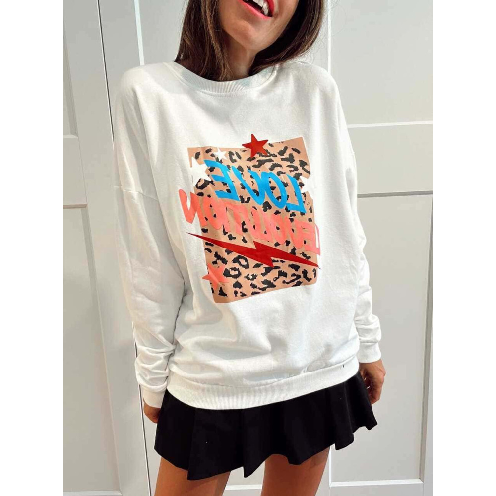 Sudadera Algodón LOVE LEVOLUTION Blanco HEVE Sudadera Algodón LOVE LEVOLUTION Blanco HEVE