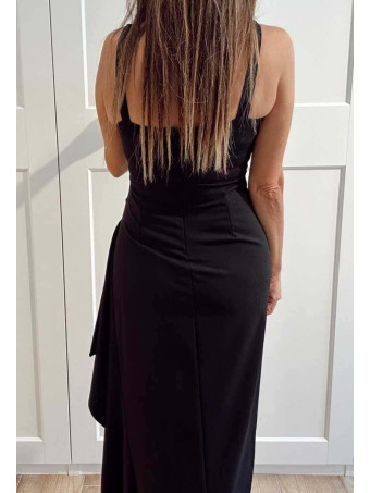 Vestido Drapeado Abertura CAMBREÉ Negro HEVE