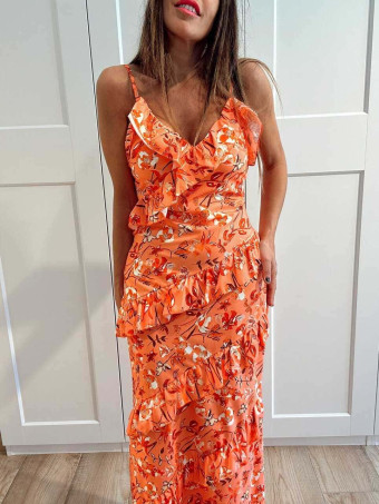 Vestido Estampado Volantes CALANDRA Coral HEVE