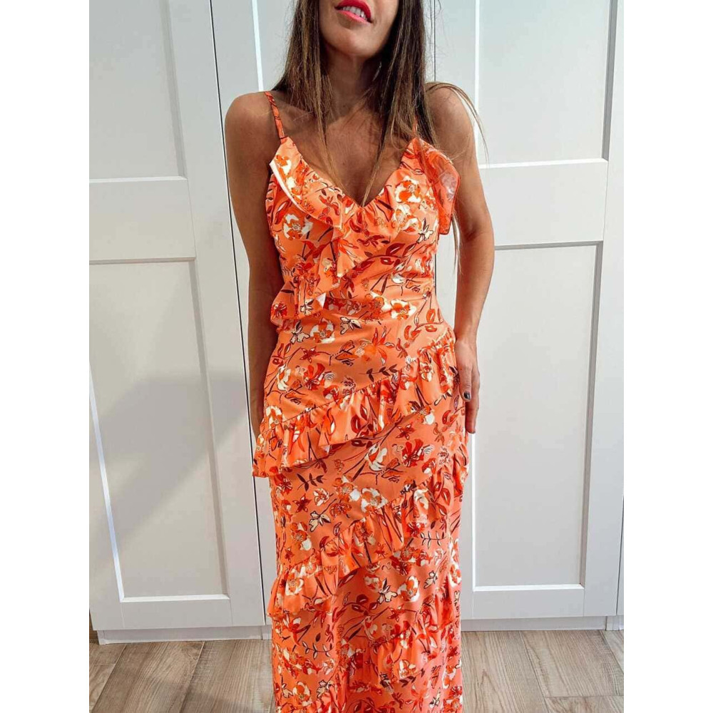 Vestido Estampado Volantes CALANDRA Coral HEVE