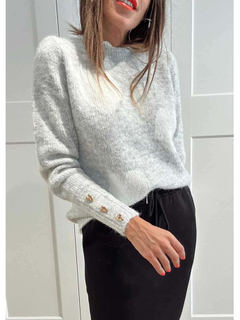 Jersey Corazones Cuello Blonda ROMKA Gris HEVE