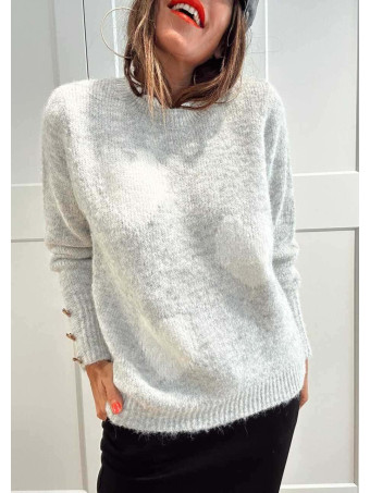 Jersey Corazones Cuello Blonda ROMKA Gris HEVE