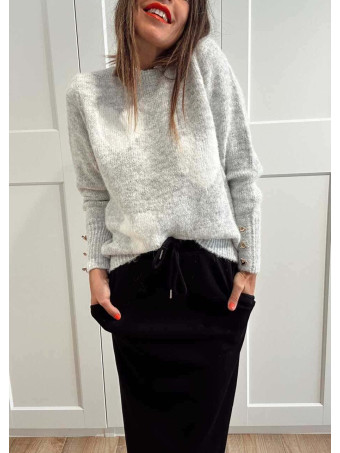 Jersey Corazones Cuello Blonda ROMKA Gris HEVE
